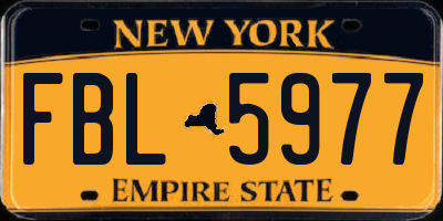 NY license plate FBL5977