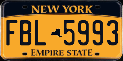 NY license plate FBL5993