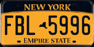 NY license plate FBL5996