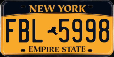 NY license plate FBL5998