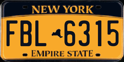 NY license plate FBL6315