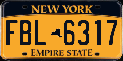 NY license plate FBL6317