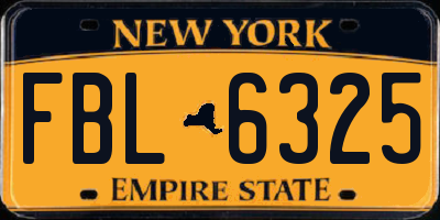 NY license plate FBL6325