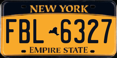 NY license plate FBL6327
