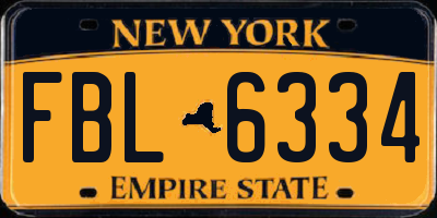 NY license plate FBL6334