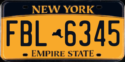 NY license plate FBL6345