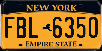 NY license plate FBL6350