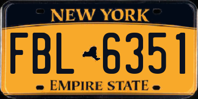 NY license plate FBL6351