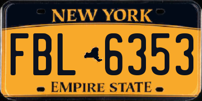 NY license plate FBL6353