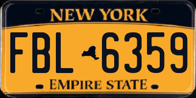 NY license plate FBL6359