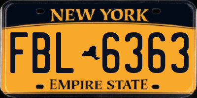 NY license plate FBL6363