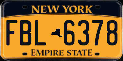 NY license plate FBL6378