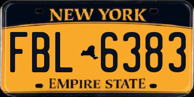 NY license plate FBL6383