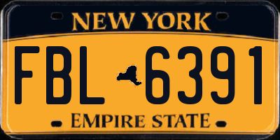 NY license plate FBL6391