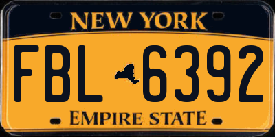 NY license plate FBL6392