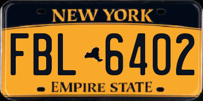 NY license plate FBL6402