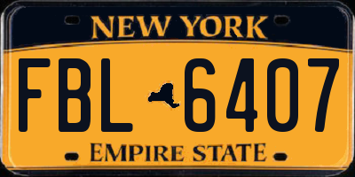 NY license plate FBL6407