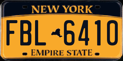 NY license plate FBL6410