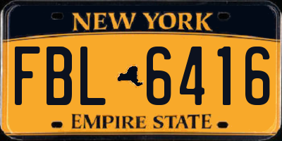 NY license plate FBL6416