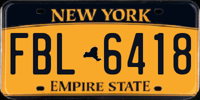 NY license plate FBL6418