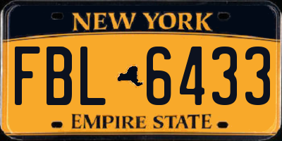 NY license plate FBL6433