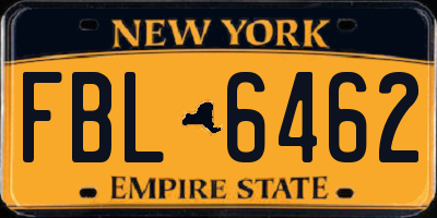 NY license plate FBL6462