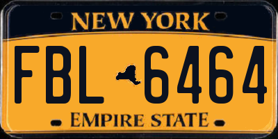 NY license plate FBL6464