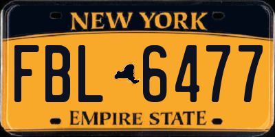 NY license plate FBL6477