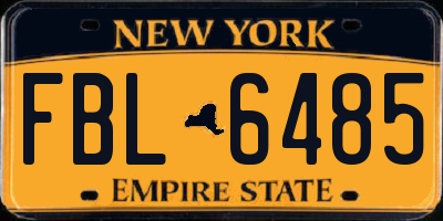 NY license plate FBL6485