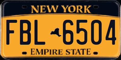 NY license plate FBL6504