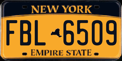 NY license plate FBL6509