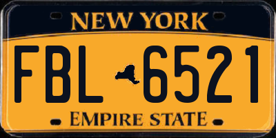 NY license plate FBL6521