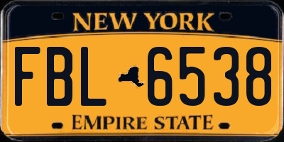 NY license plate FBL6538