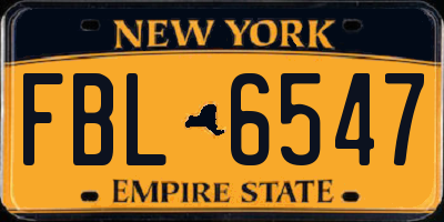 NY license plate FBL6547