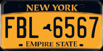 NY license plate FBL6567