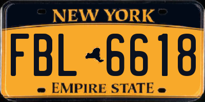 NY license plate FBL6618
