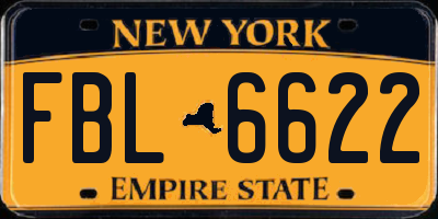 NY license plate FBL6622