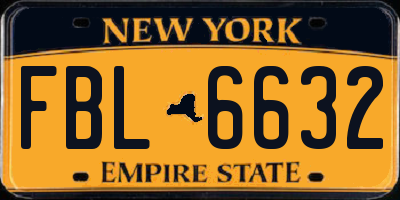 NY license plate FBL6632