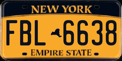 NY license plate FBL6638