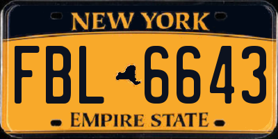 NY license plate FBL6643