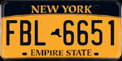NY license plate FBL6651
