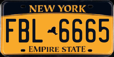 NY license plate FBL6665