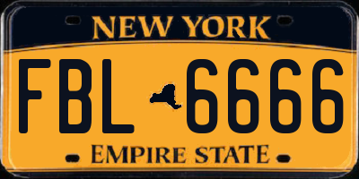 NY license plate FBL6666