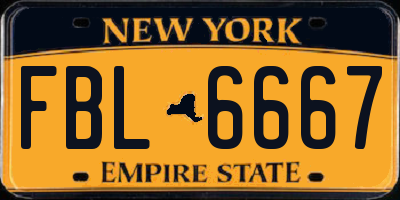 NY license plate FBL6667