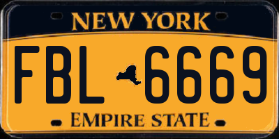 NY license plate FBL6669