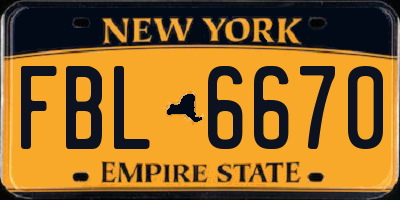 NY license plate FBL6670