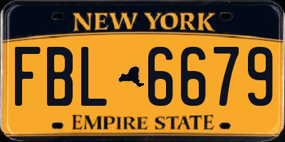 NY license plate FBL6679