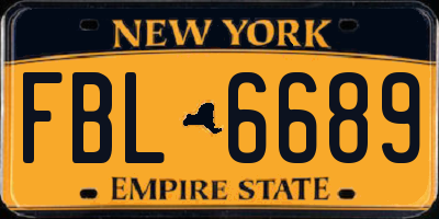 NY license plate FBL6689