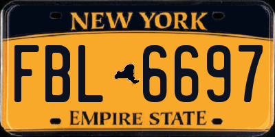 NY license plate FBL6697