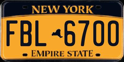 NY license plate FBL6700